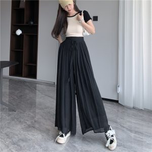 Long casual pants drape culottes for women