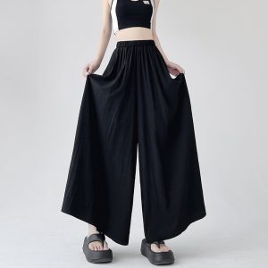 Casual A-line culottes slim ice silk skirt for women