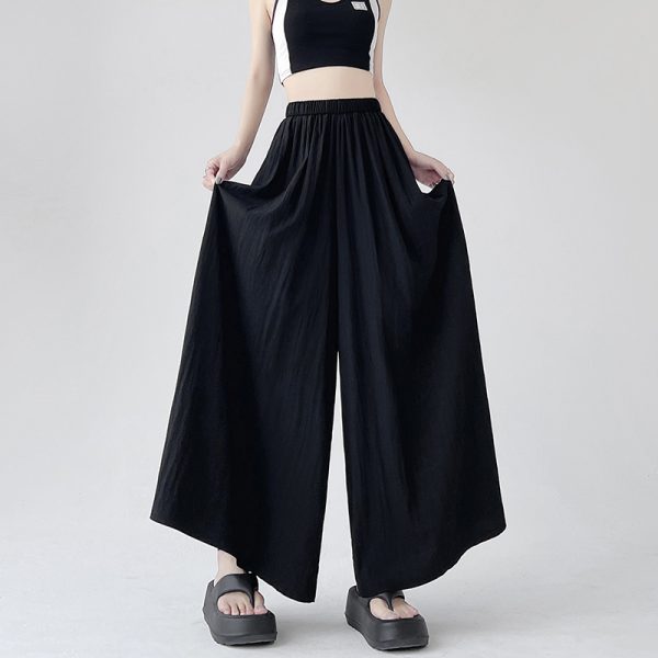 Casual A-line culottes slim ice silk skirt for women