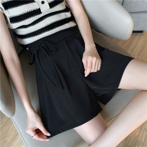 Slim Casual suit pants high waist summer wide leg pants