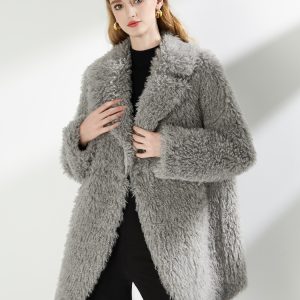 Long lapel overcoat elmo fur coat