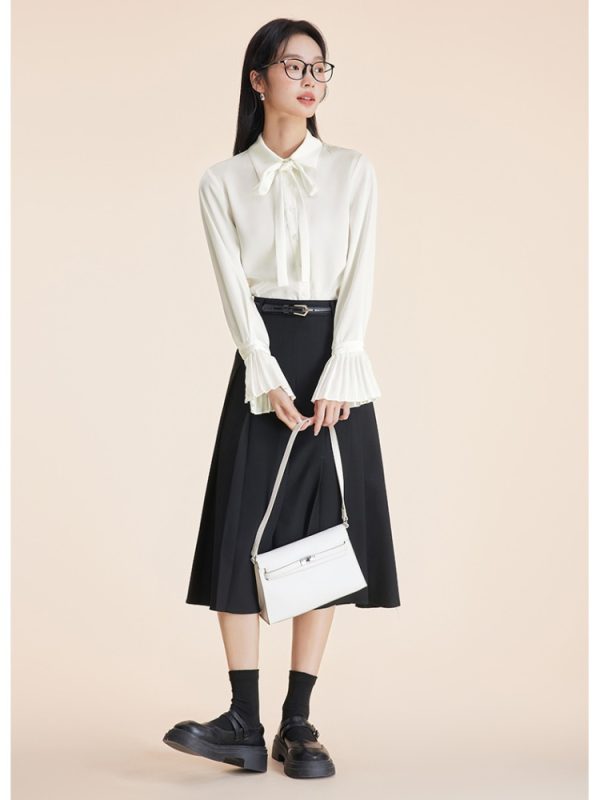 Intellectuality college style shirt slim skirt a set