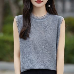 Western style loose tops sleeveless bottoming shirt