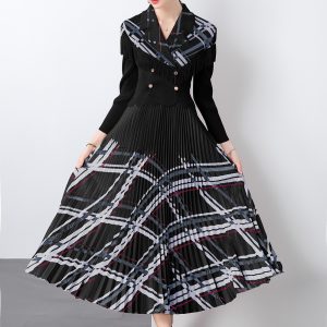 Pinched waist France style dress splice business suit