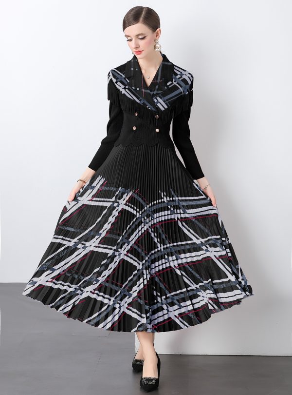 Pinched waist France style dress splice business suit