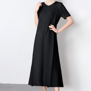 Pleats Please dress short sleeve long dress
