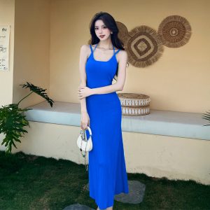 Temperament slim dress knitted long dress for women