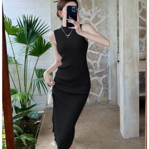 Summer split dress sexy folds long dress for women