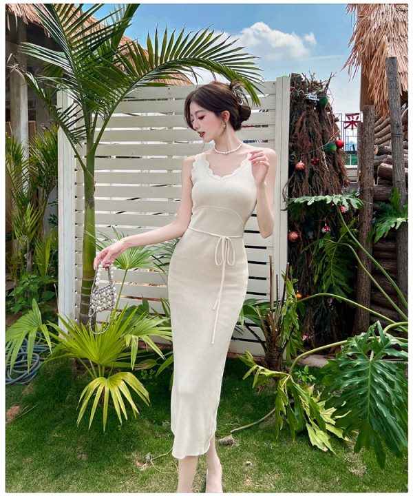 France style long dress sleeveless dress for women