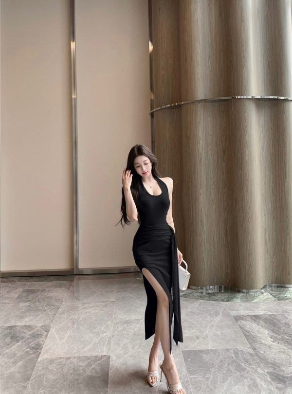 Bandage enticement U-neck halter sexy dress