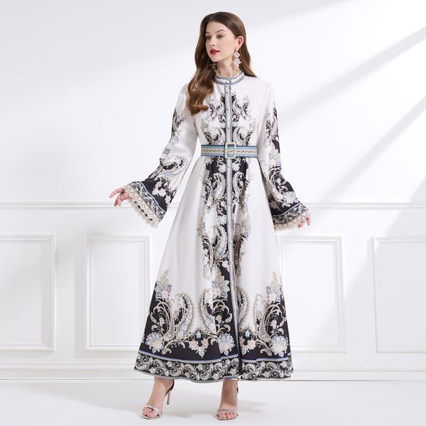 Lace big skirt corset retro cstand collar jumpsuit