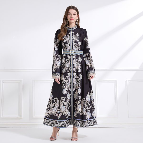 Big skirt printing long dress court style corset