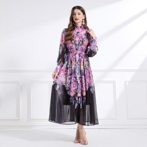 Lotus leaf edges pinched waist dress 2pcs set