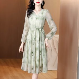 V-neck dress temperament long dress for women