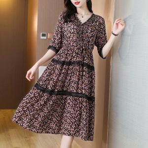 Silk summer real silk light luxury fashion dress