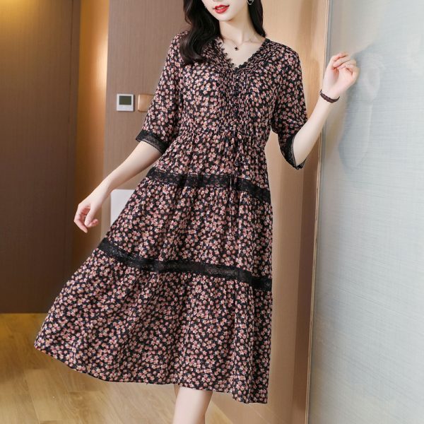 Silk summer real silk light luxury fashion dress