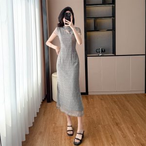 Polka dot cheongsam dress for women