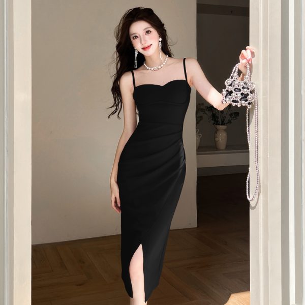 With chest pad strap dress European style dress