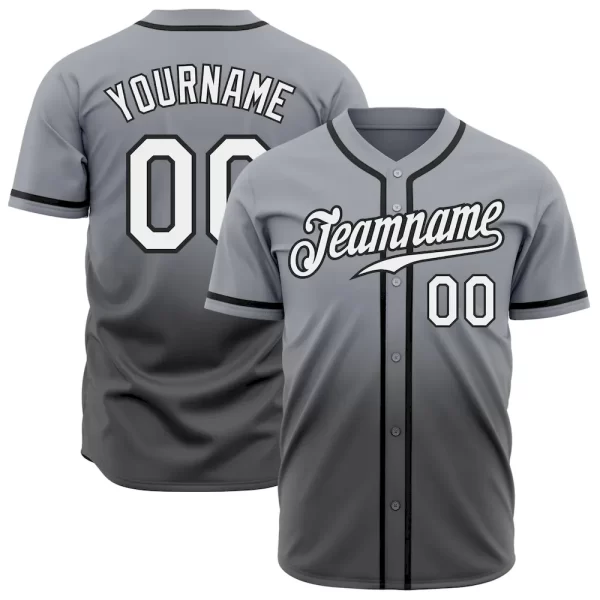 Custom Gray White Steel Gray-Black Authentic Fade Fashion Baseball Jersey