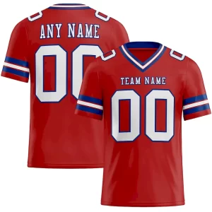 Custom Red White-Royal Mesh Authentic Football Jersey